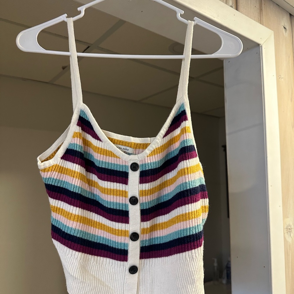 Striped Button-Down Tank Top